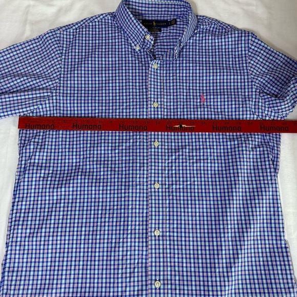 Ralph Lauren Shirt Blue Plaid Button Down Long Sleeve Men Size Large Performance - Picture 4 of 7